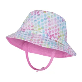 UPF 50  Reversible Tie Dye Dotted Bucket Hat (Size 2-4 Years) | Blue Pink