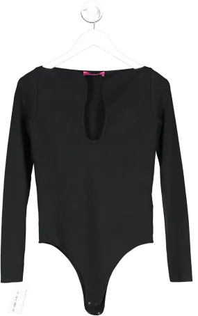 Valentino Black Sculptural Cutout-neck jersey Long Sleeve Bodysuit UK M