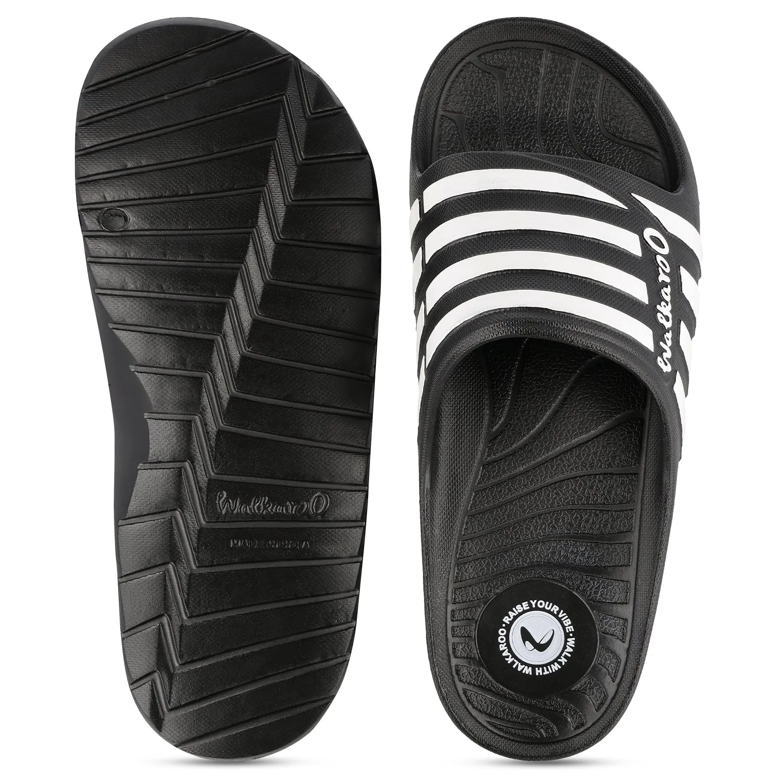 Walkaroo Mens Flip Flop Sliders  - WC4835 Black